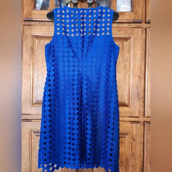 Lauren Ralph Lauren Blue Geometric Dress Size 14P - Picture 12 of 13